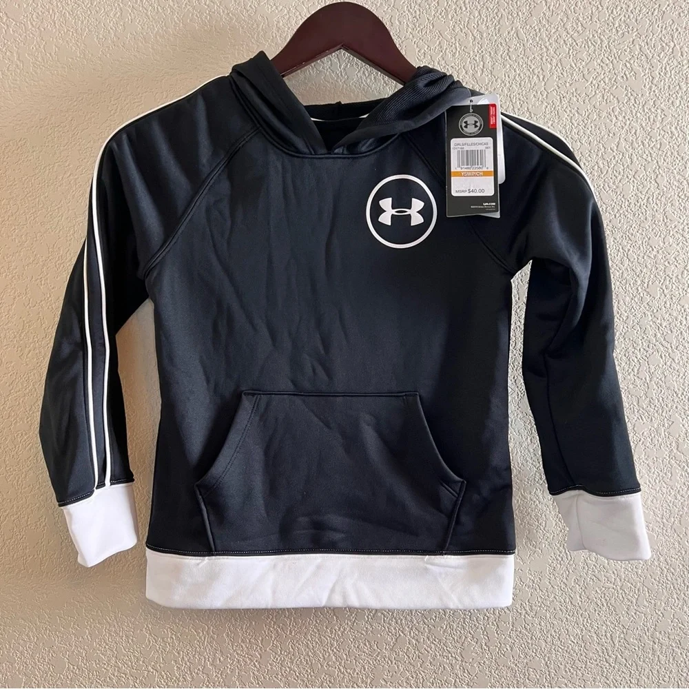 Under Armour Girls Black and White Pullover Hoodie Size Small NWT